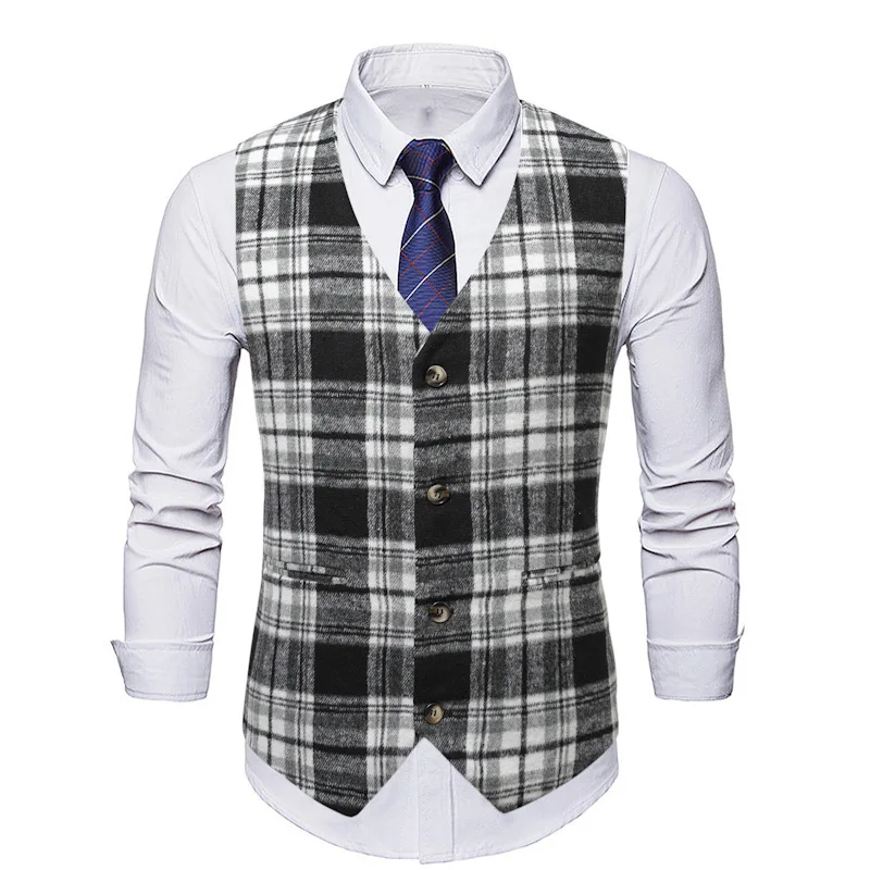 

Business autumn and winter new leisure business plaid vest