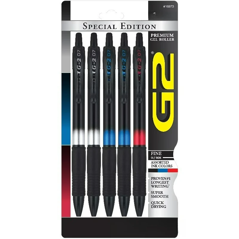 

Набор гелевых ручек G2 Metal Gradation Collection Premium, тонкий наконечник, черные, синие, красные чернила, 5 штук