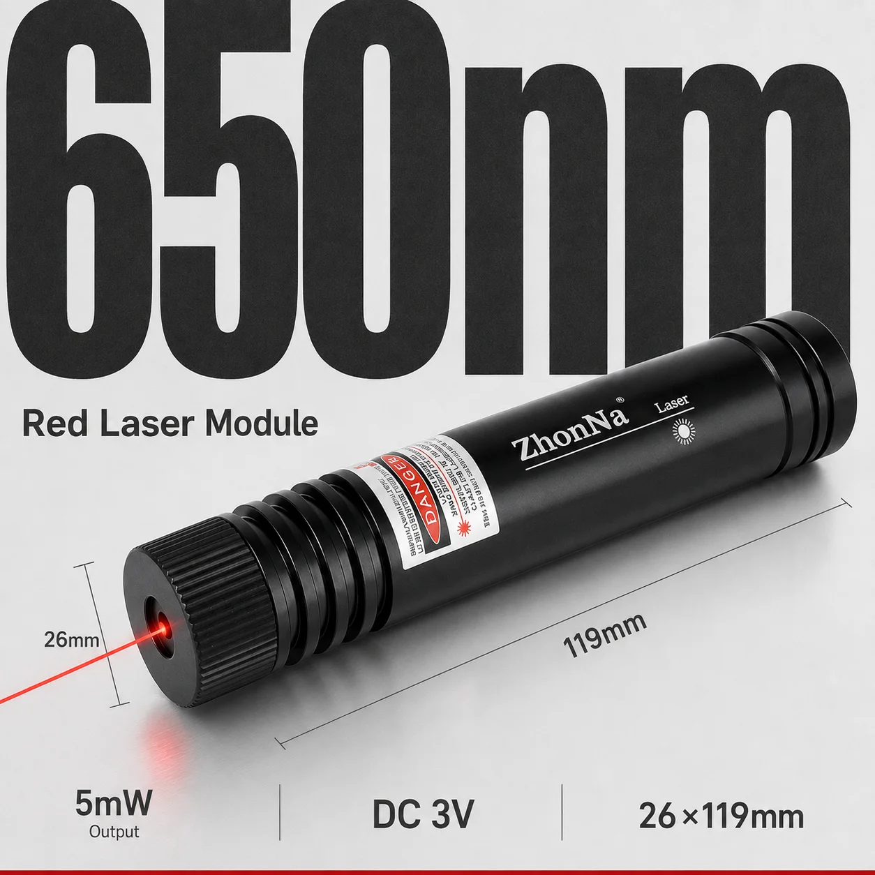 ZhonNa 660nm200 Red Laser Line Positioning Module Horizontal Cross Lines USB Charging Cable Woodworking Machine Parts Industrial