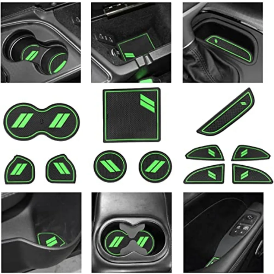 

Custom Fit for 2015-2020 Dodge Challenger Cup Holder Insert and Center Console Shifter Liner Trim Mats, Dodge Challenger Interi
