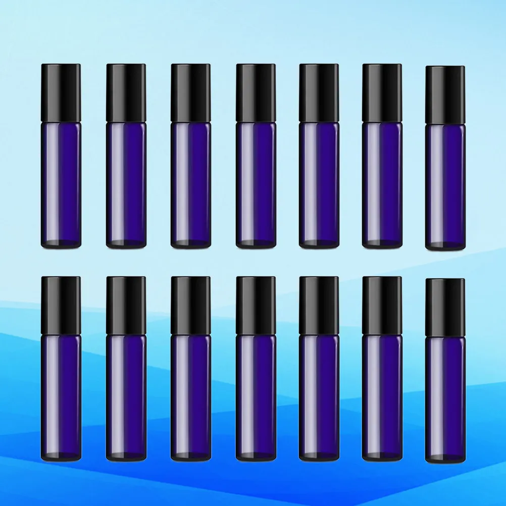 24Pcs Roll-on Bottle Set 5Ml Leakproof Refillable Glass Bottles for Essential Oils Cosmetics Subpackaging Blue