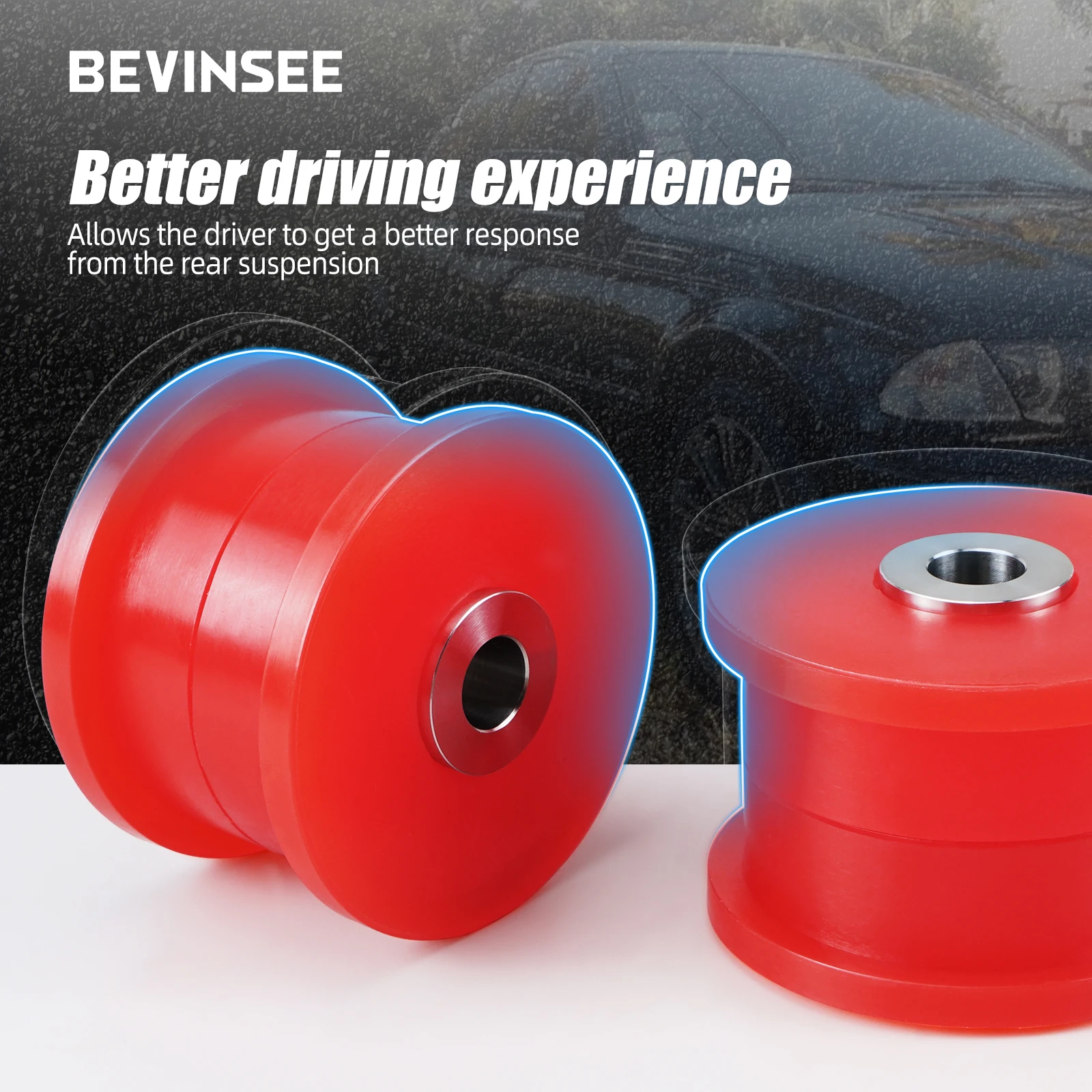 Buchas do braço traseiro de poliuretano BEVINSEE para BMW E36 E46 X3 E83 318 323 325 328 M3, substituição 33326770786 33321097009