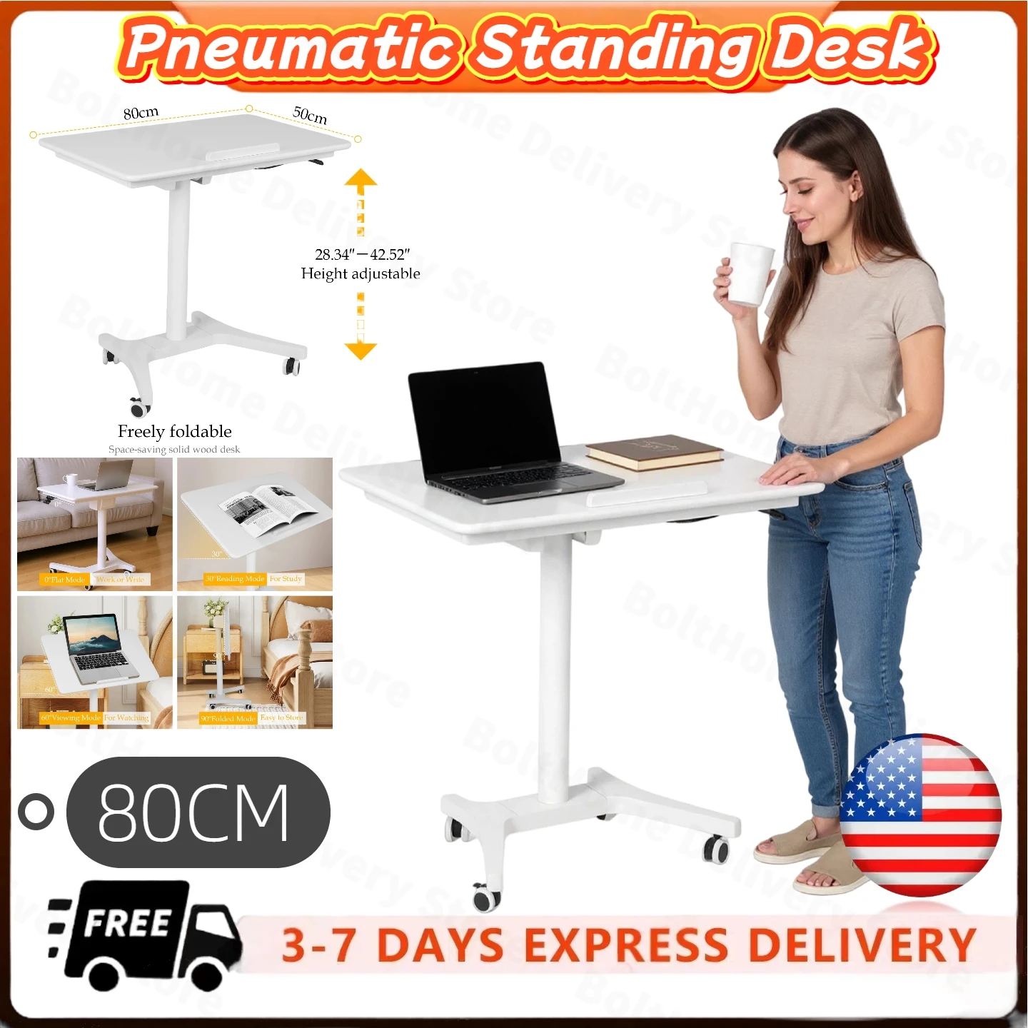 طاولة بجانب السرير قابلة للتعديل مع عجلات هوائية مكتب قائم متنقل مكتب كمبيوتر محمول عربة كمبيوتر متحركة طاولة فوق السرير