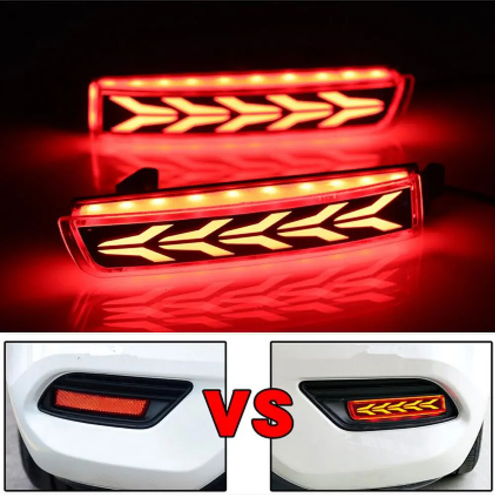 

2Pcs Car Rear Bumper Backup Lamps Auto Tail Brake Lights Turn Signal Fog Lamp with Red Lens Reflector For Nissan Sentra 2013-201