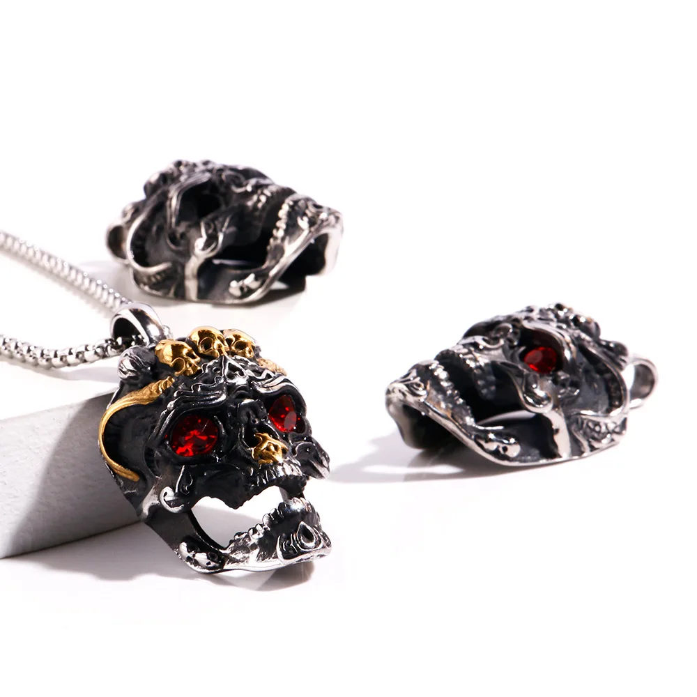 

European and American retro personalized stainless steel men's skull head alternative pendant necklace chain