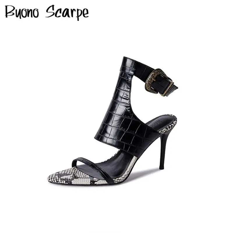 

Женские сандалии из натуральной кожи в западном стиле с острым носком, модные пикантные вечерние туфли для ночного клуба на высоком каблуке с пряжкой и ремешком