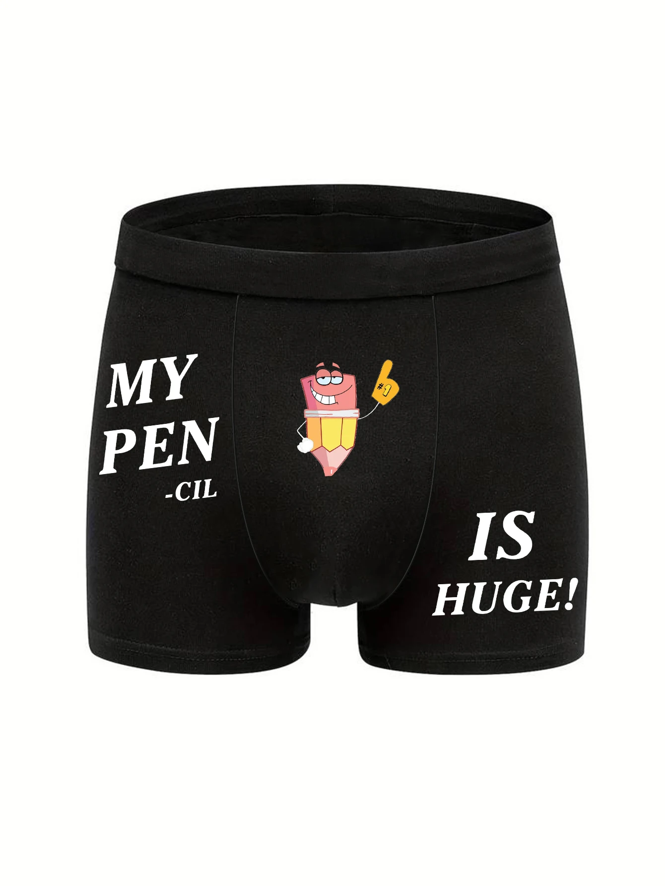 Men Quirky Letter Print Panties Boxer Briefs Breathable Underpanty my pencil is huge Print Boxer Shorts Plus Size S-XXL