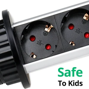 Wallpad kéo Pop Up TableCloth 3 phích cắm 2.4A Cổng tải USB 2M Tiện ích mở rộng có thể thu vào được phích cắm bằng nhôm Body Bush 6 Tháp bán hàng chính với USB - 5