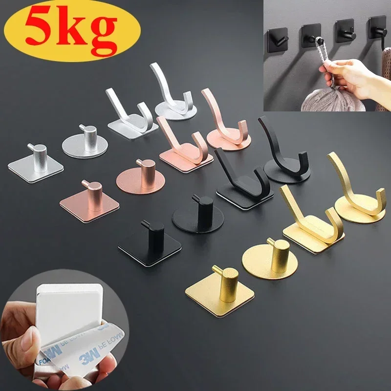 Adhesive Wall Hooks Mounted Door Key Cloth Coat Bathroom Robe Hanger Kitchen Hardware Rack Shelf Bag Hook Organizer For Hanging