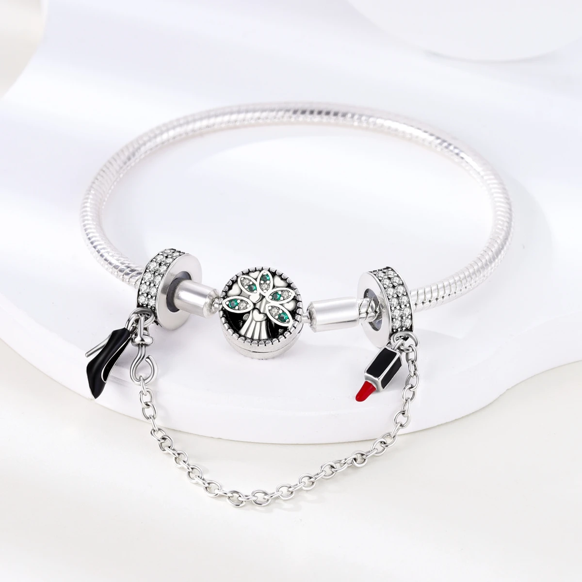 레이디 펜던트에 대한 925 실버 립스틱 하이힐 매력에 맞게 원래 팔찌 DIY 장식품