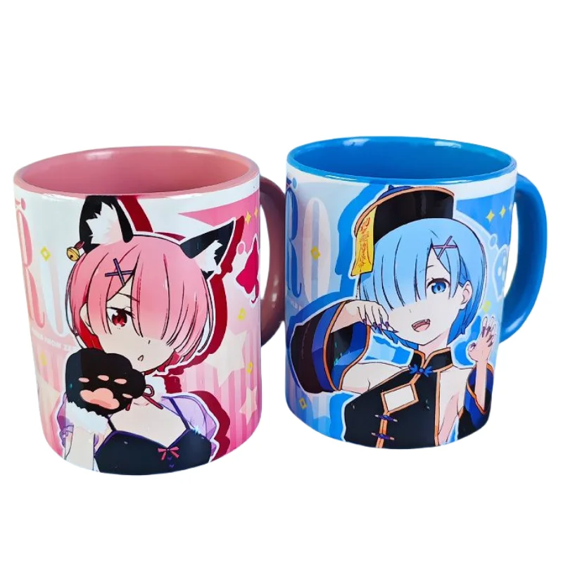Re: Zero Kara Hajimeru Isekai Seikatsu Emilia Rem Anime Periphery Cartoon Print Household High-value Ceramic Milk Coffee Cup - view 2