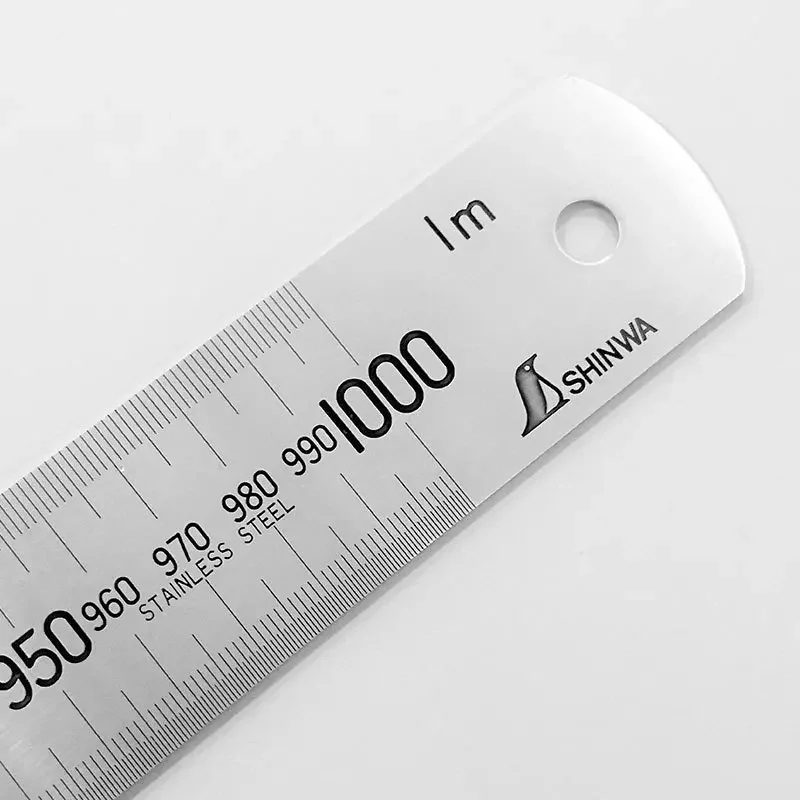 SHINWA Japan Stainless Steel Ruler Thickened Steel Plate 15 30 60 100cm Straight Ruler Non-Slip Coating Precision Measurement To