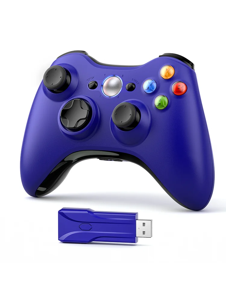 Manette de jeu sans fil Compatible Xbox 360 2.4GHZ, Joystick pour Xbox 360 et PC Windows 7,8,10,11 avec double Vibration 6 axes