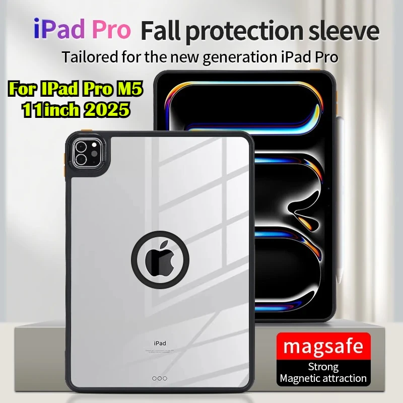 

Прочный чехол для iPad M5 M4 Pro Air 11 13 дюймов 12.9 A16 11-го 10-го поколения 2025 года с поддержкой MagSafe, магнитный автомобильный держатель, прозрачный ударопрочный чехол HD