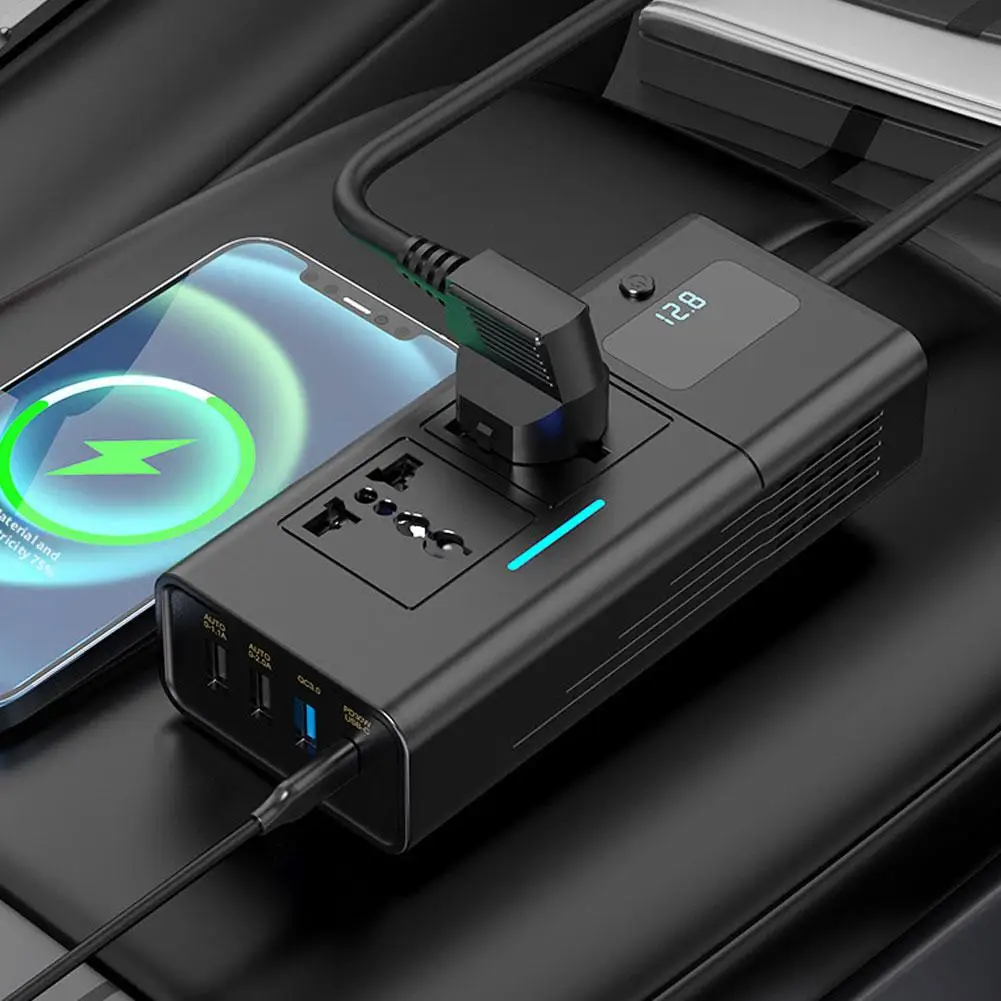 

Автомобильный инвертор 220 В, преобразователь напряжения 12–220, 200 Вт для 12 В, адаптер питания прикуривателя, универсальная розетка S7B4