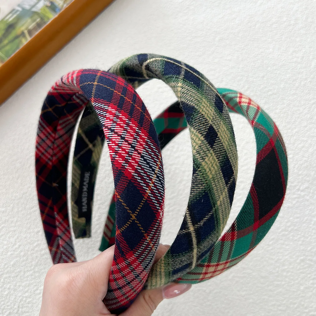 3 cm Autumn Winter Woolen Plaid Sponge Padded Hairband Headband Adult Hair Accessories Hair Jewley