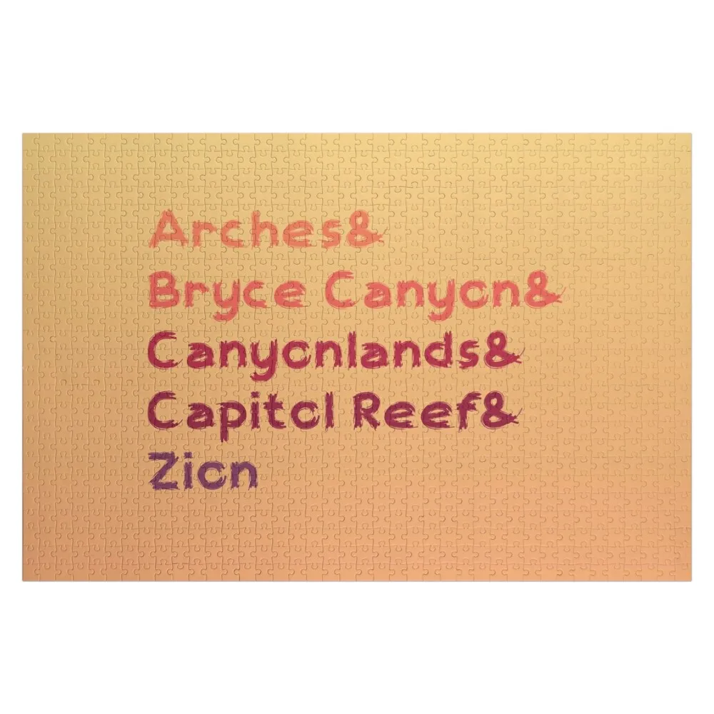 

Деревянный пазл на заказ с именем и фотографией ребенка, тематика: «Пять великих парков Юта», персонализированный, для малышей