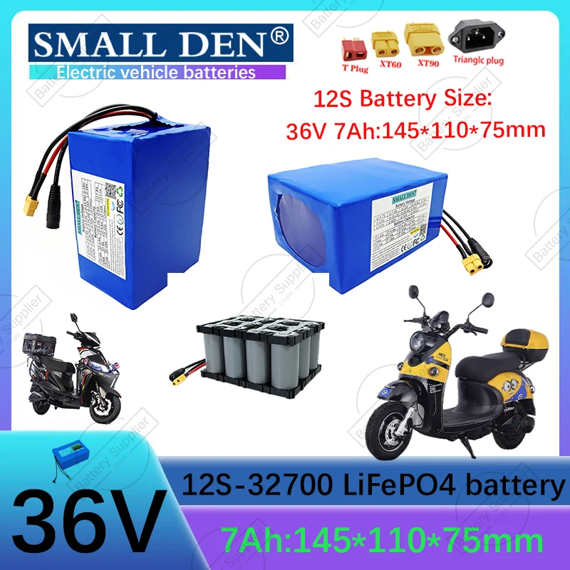 

36V 7Ah LiFePO4 Battery Pack 43.8V 3A Charger 12S1P-32700 Built-in 30A with Port BMS 38.4V Environmentally Friendly and Safe