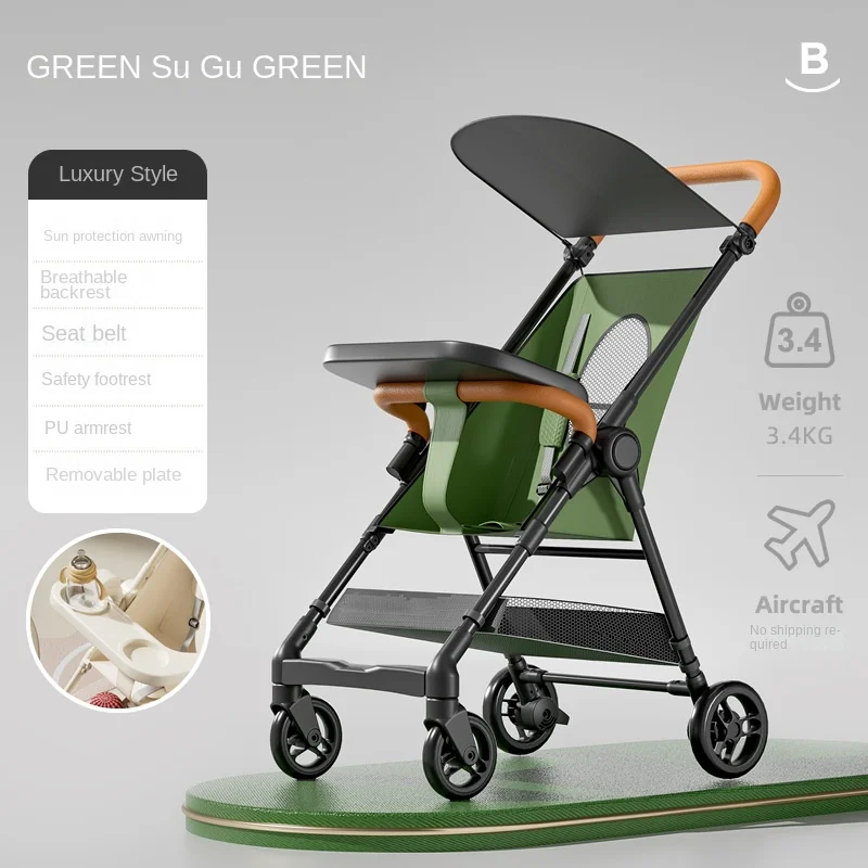 Folding Light Carts Baby Strollers, Sunshade Travel Strollers Pocket Car,Can Board An Airplane Aluminum Alloy Strollers for Baby