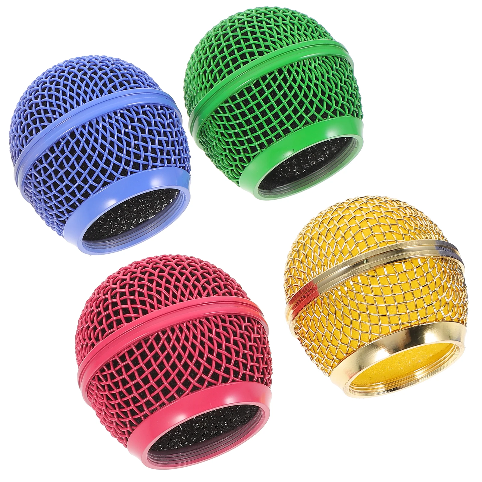 

4pcs Microphone Grill Cover Ball Mic Parts Microphone Grill Cover Windscreen Protector Replacement Grille Metal Mic Parts