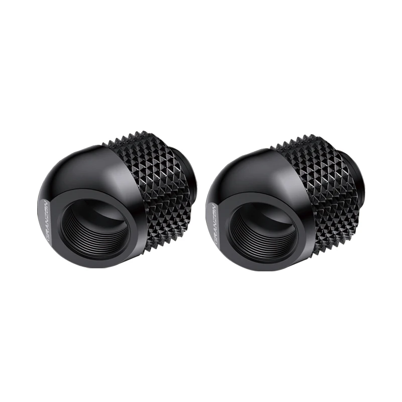 Granzon 2 stks/partij G1/4'' 45/90 Graden Roterende Elleboog Fitting/Connector Adapter PC Waterkoeling Accessoires Zwart Zilver/GD-90
