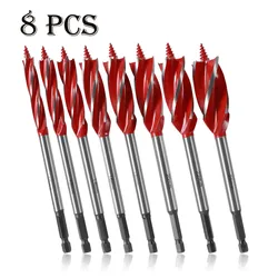 8Pcs 10-25mm Twist Drill Bit Set High-Carbon Steel 4 Flute Cut Auger Drill Bit Self-Tapping Hex Shank Drill Bit for Woodworking