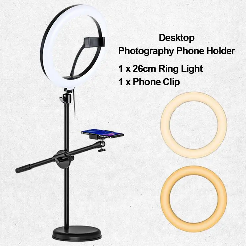 Support de téléphone portable pour photographie professionnelle, lumière circulaire à LED pour diffusion en direct, lumière de remplissage pour prise de vue