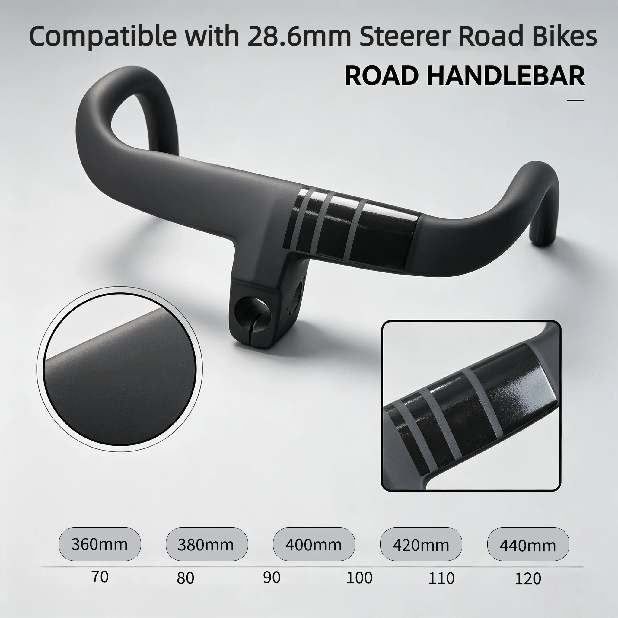 YICHORD T1000 Vollcarbon Aero Integrierter Rennradlenker 340g Kompatibel mit 28,6mm Gabelschaft Rennräder Interne Kabelführung