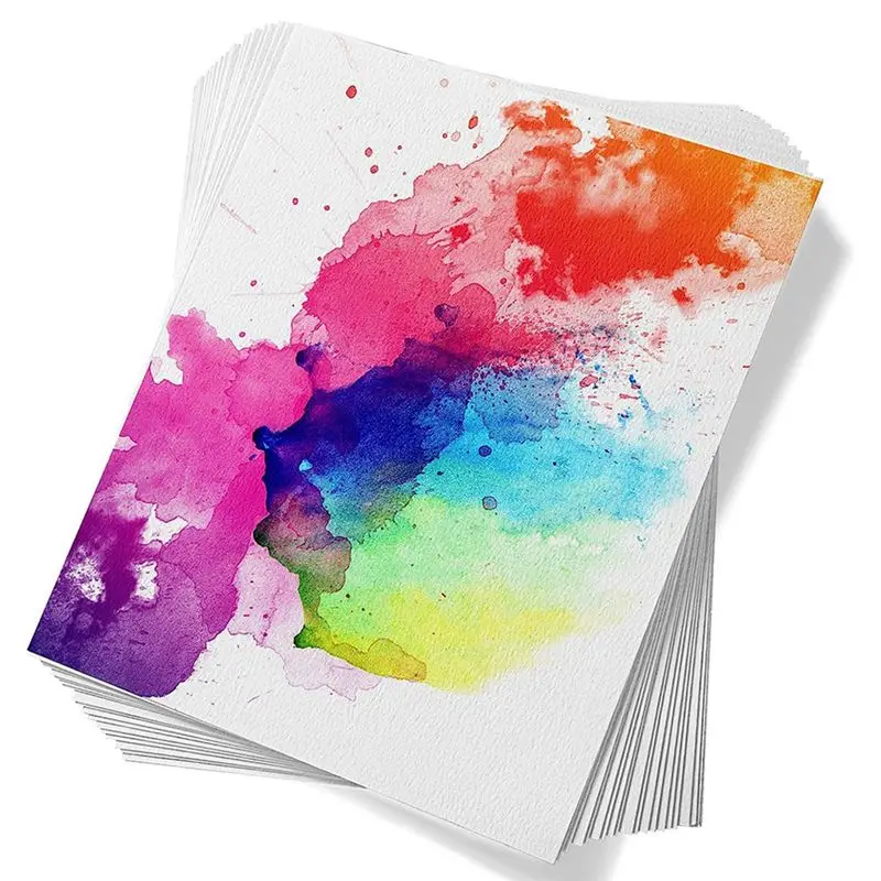 A45I 60 Sheets Watercolor Paper, Cold 50% Cotton 140Lb /300Gsm Acid-Free Bulk White Paper (7.68 x 5.31 Inch)
