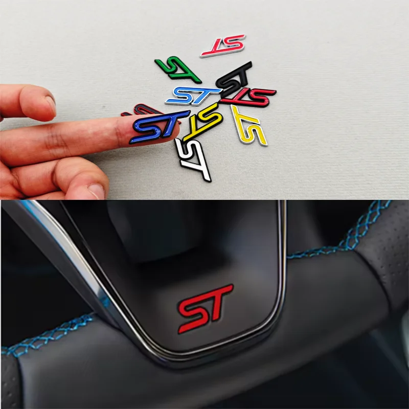 3D Metal Car Logo ST Steering Wheel Sticker Badge Emblem For Ford Focus 2 3 K2 MK3 MK7 Kuga Puma Explorer Fiesta Accessories
