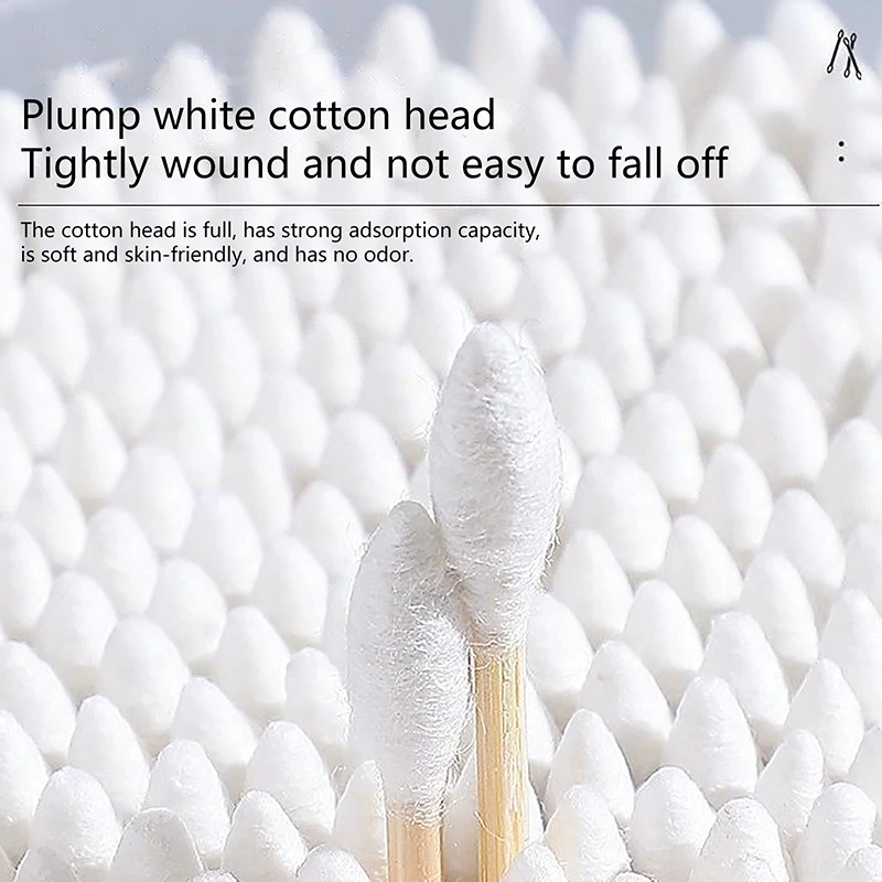 {Ali-CC22} 500 pz/scatola Tamponi di Cotone Usa E Getta A Doppia Testa Donne Trucco Germogli di Cotone Per Bastoni di Legno Naso Orecchie Strumento di Pulizia