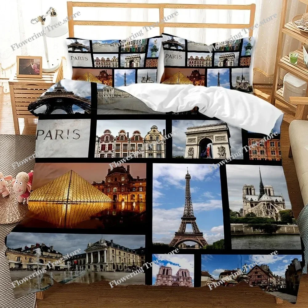 

City Duvet Cover Set Empire State and Skyscrapers of Midtown Manhattan New York Aerial View At Dusk Polyester Bedding Set