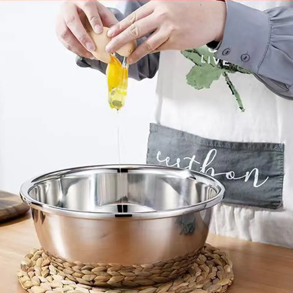 Stainless Steel Vegetable Washing Basket Thickened Stackable 3 in 1 Colanders Basin Strainer Reusable Mixing Bowl Set