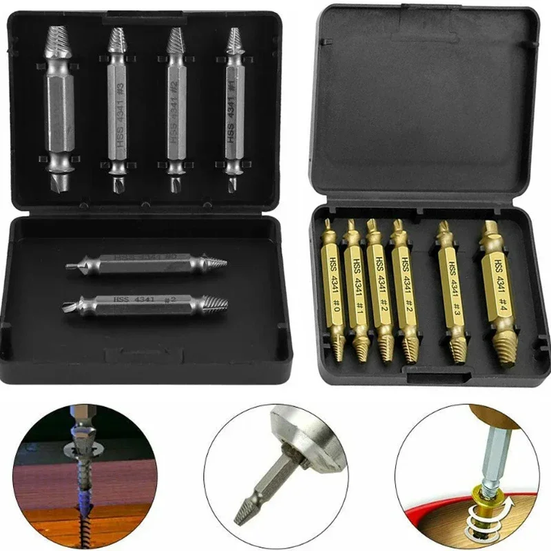 Parafuso danificado Extractor Broca Set, Removedor de Parafuso Quebrado, Extrator de Parafuso, Decapagem Ferramenta Anexo, Easy Out, 6Pcs