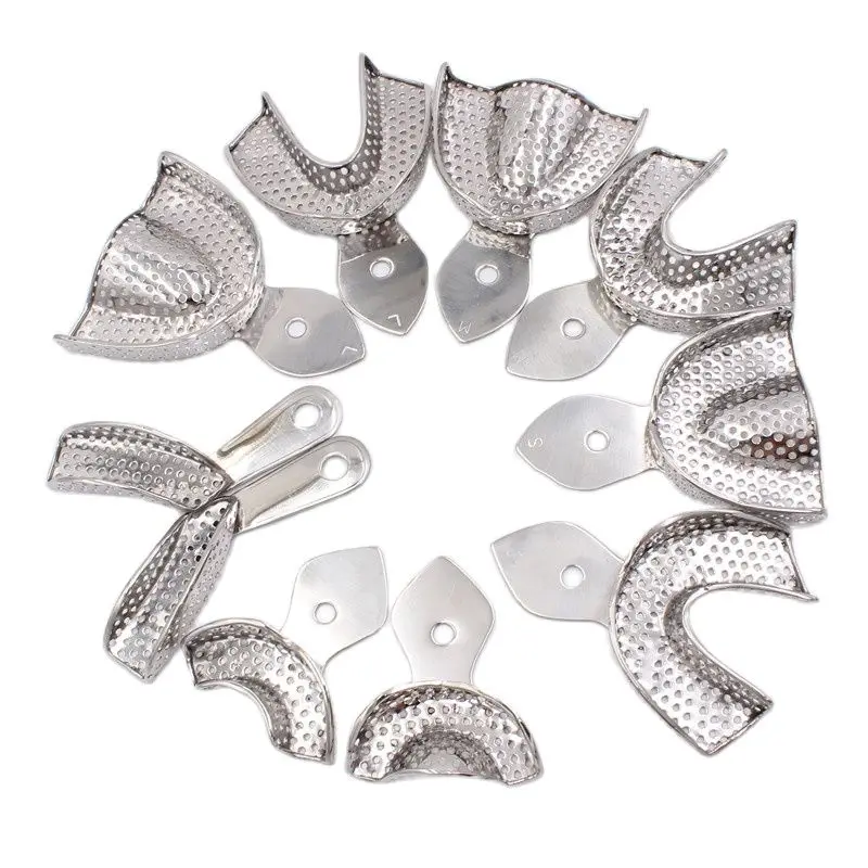 Dental Stainless Steel Impression Trays Upper Lower Teeth Holder Dental Impression Buckets Dental Dentistry Tool