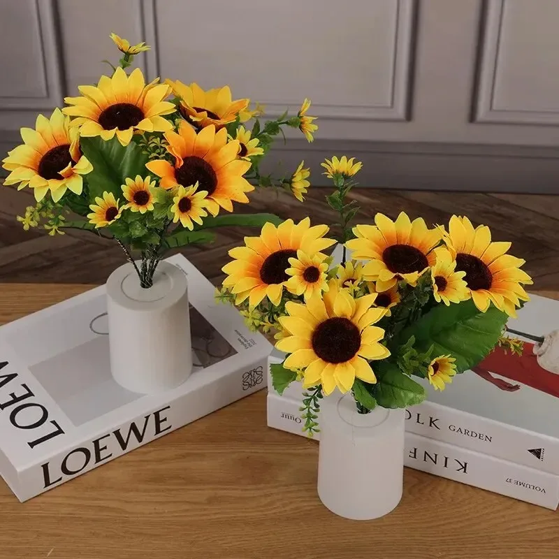 LED Sunflower Lamp Night Simulation PU Tulip Flower Atmosphere Bouquet Desk Light for Home Room Table Decoration Lamp Gift