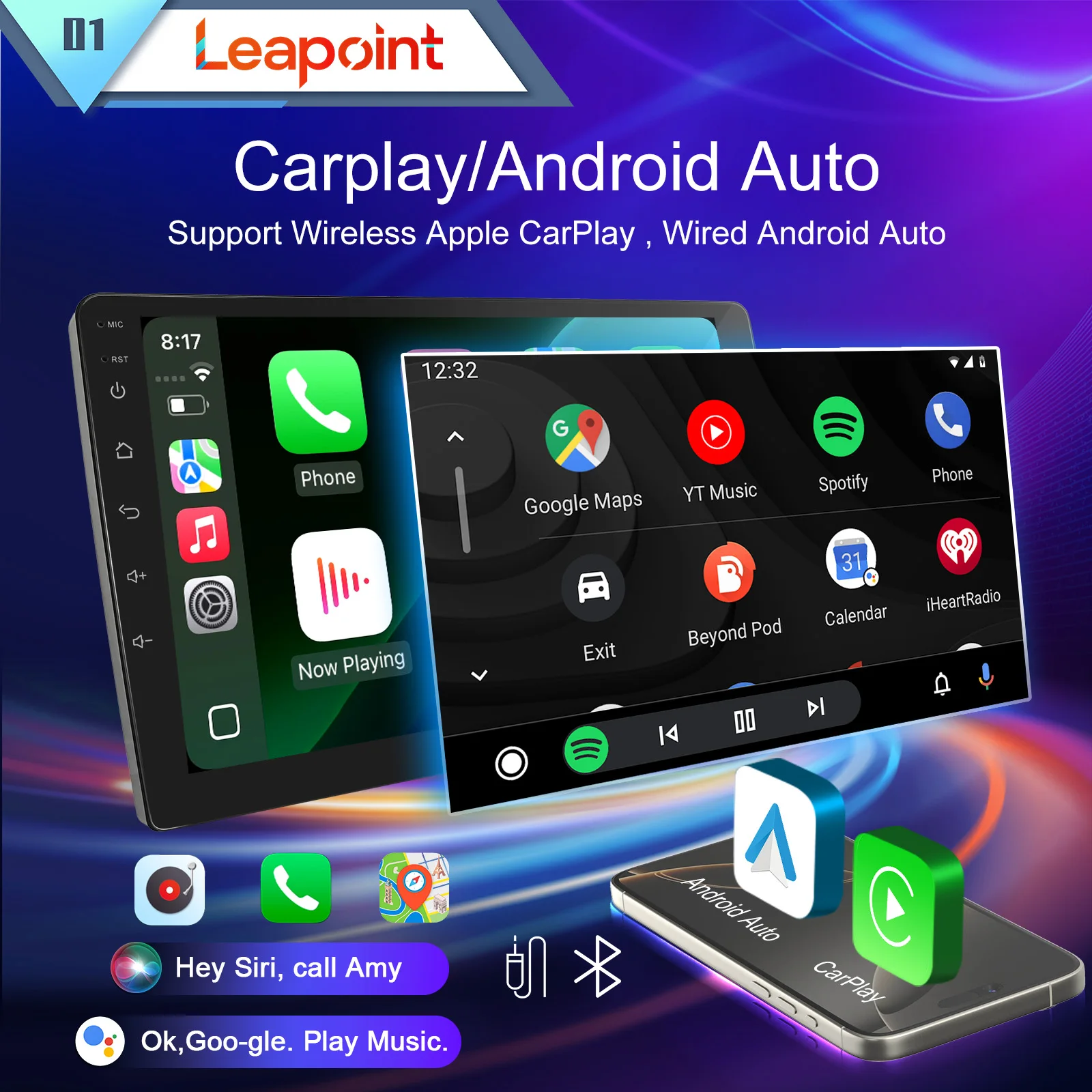 Leapoint Carplay inalámbrico para coche Audi Q5 2017-2020 Android 14 Radio de coche pantalla de 12,5 pulgadas reproductor Multimedia 4G navegación GPS