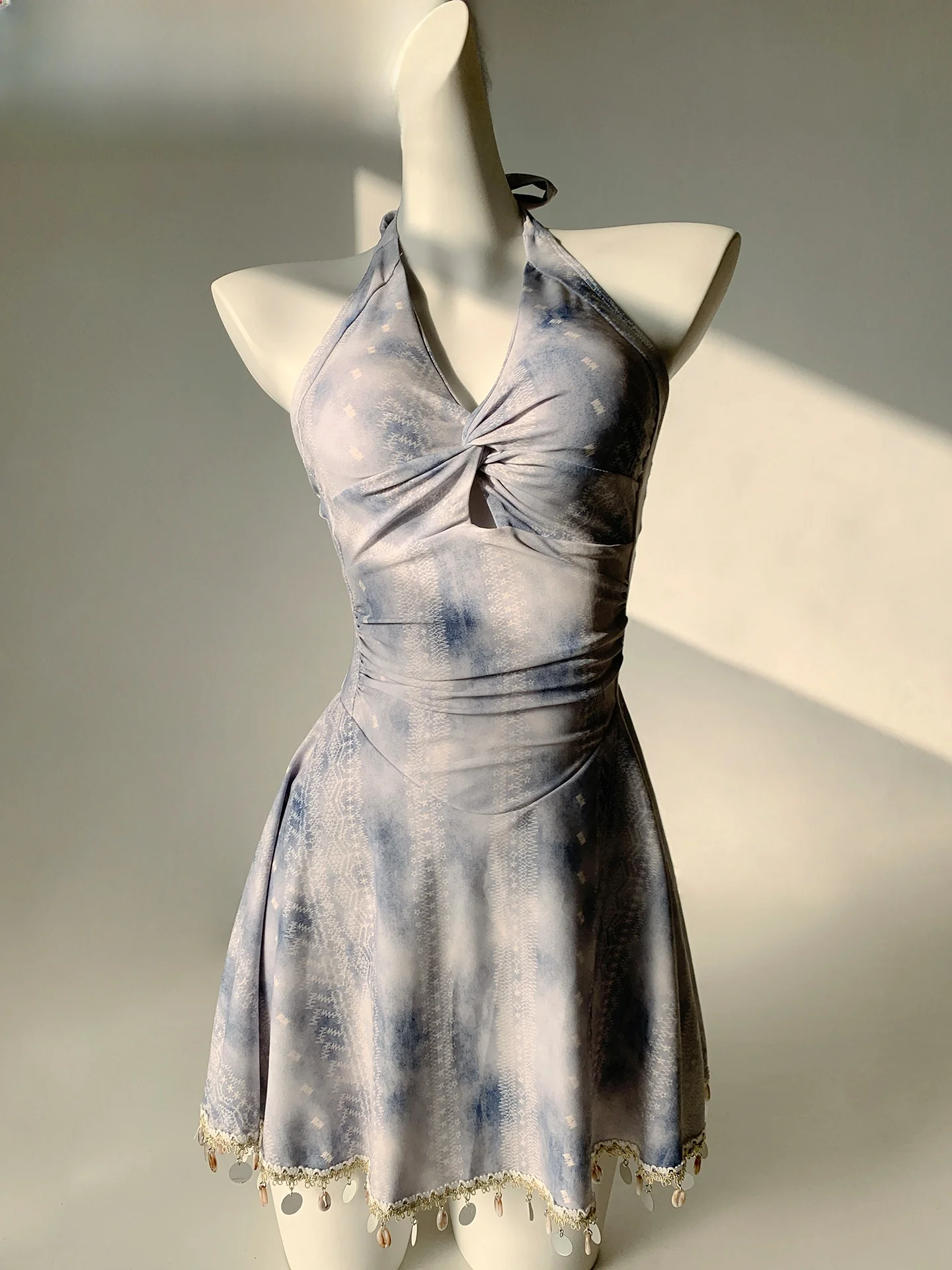 

Сексуальный цельный купальник для похудения Pure Desire, женский, для горячих источников, ледяной синий, с персонализированным подолом-юбкой, купальник для плавания