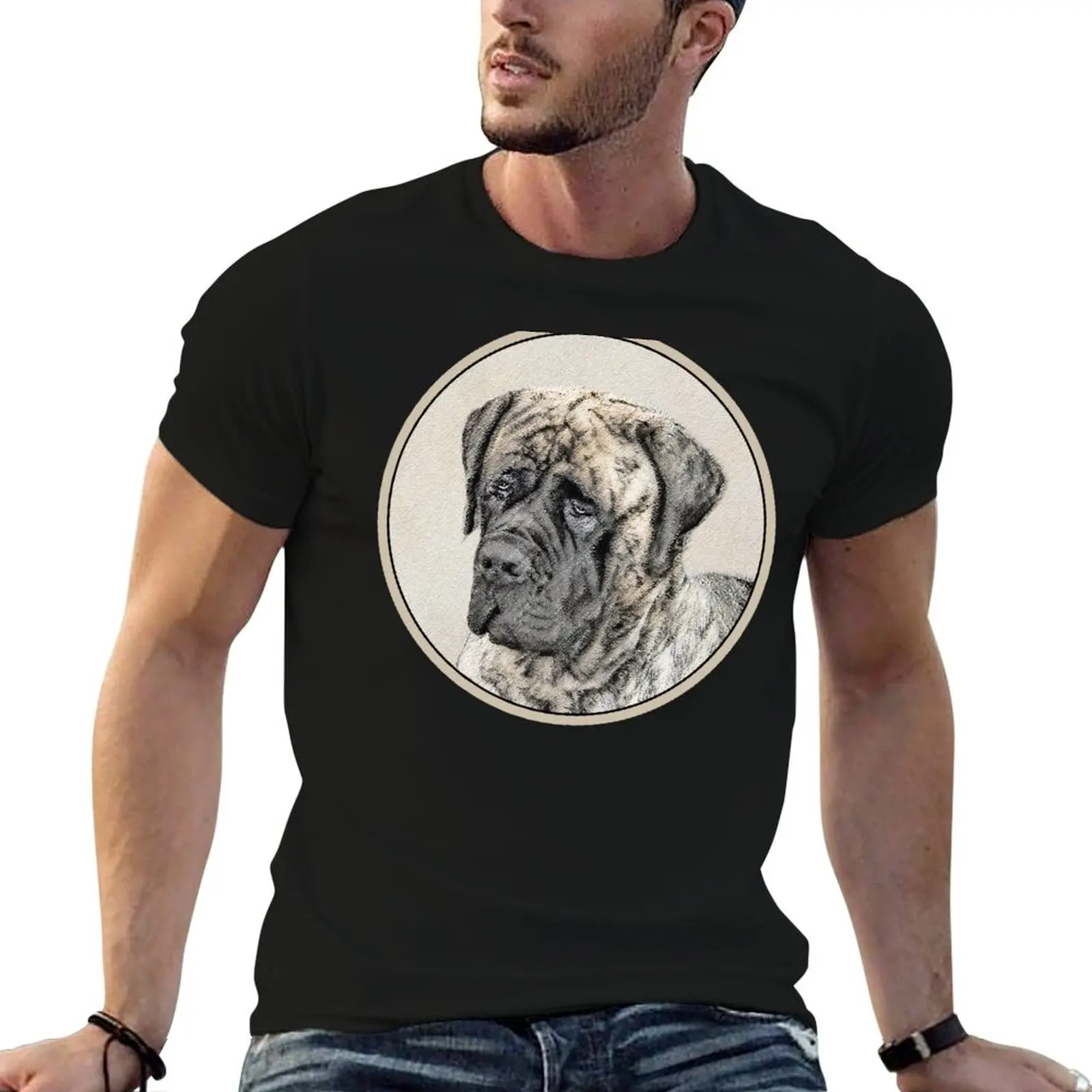 

English Mastiff (Brindle) T-Shirt men t shirt cotton 100% t shirt for man T-Shirt