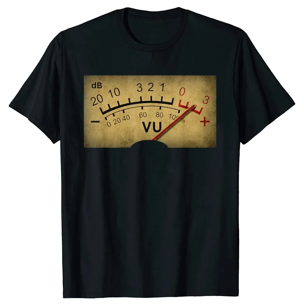 Забавная футболка VU Meter в стиле ретро dB DJ с винтажным дизайном, футболки с круглым вырезом и короткими рукавами, модная футболка, одежда, повседневные базовые футболки