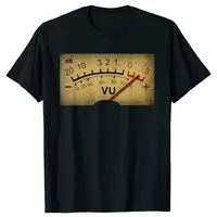 Funny VU Meter Retro dB DJ Vintage Design T Shirt Tee Tops Round Neck Short-Sleeve Fashion Tshirt Clothing Casual Basic T-shirts