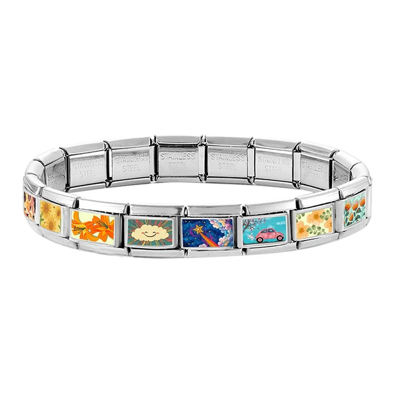 9mm Original Design Dream Transport the Stars Moon Seabeach Ships Stainless Steel Charm Italian Bracelet Link Making DIY Jewelry image 4