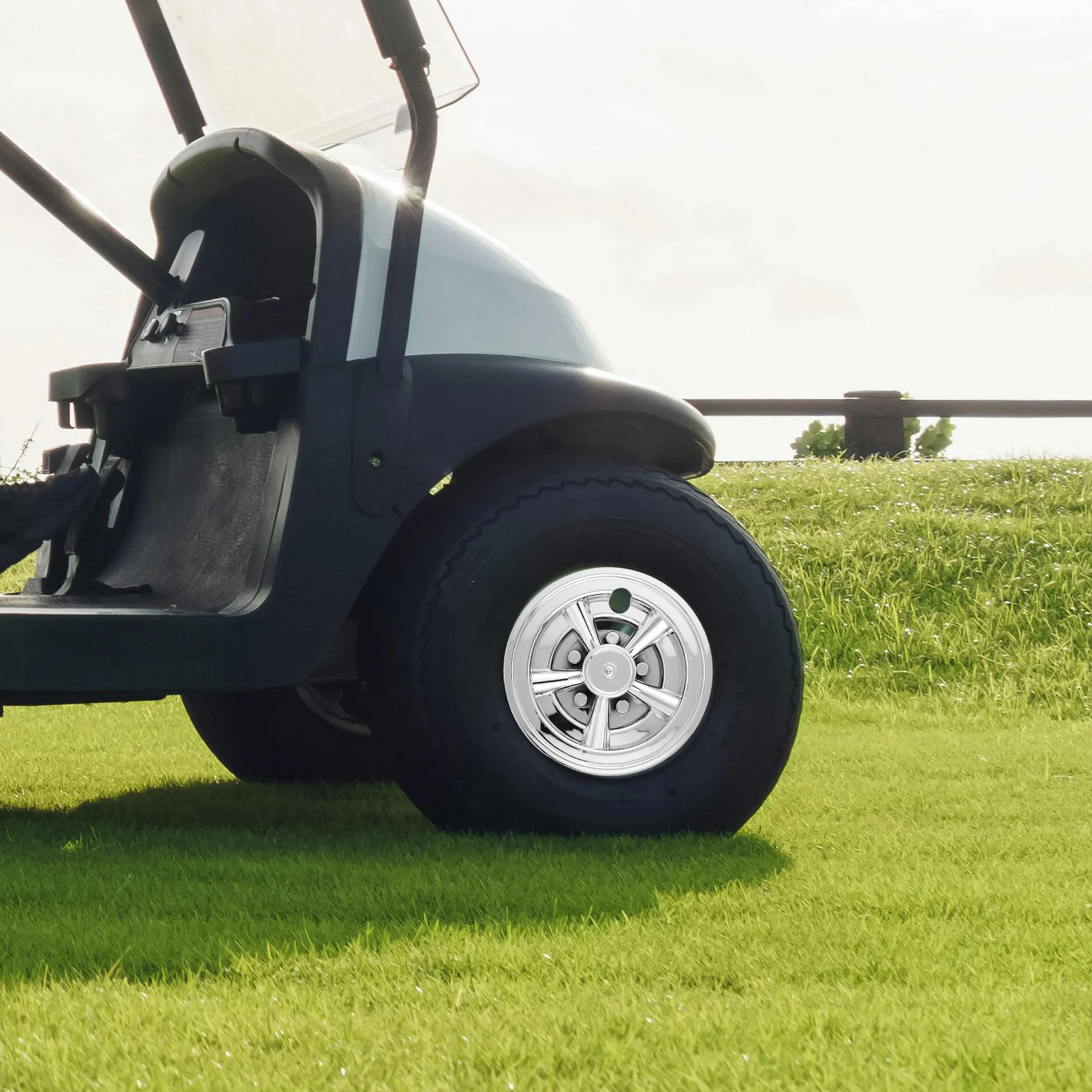 

Golf Cart Hub Caps Silver Wheel Center Hubcap for Universal 8 Inch Rims Decorative Car Exterior Hub Cover Replacement