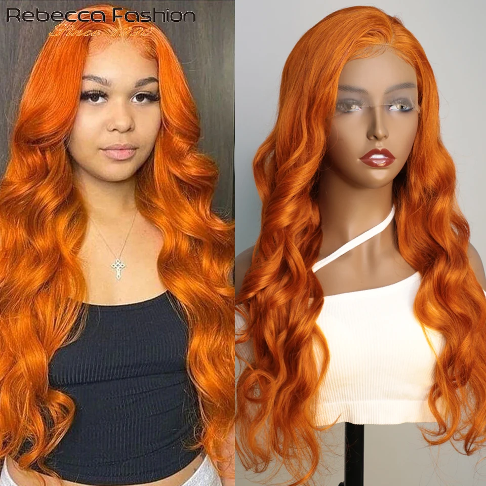 

Ginger Orange Body Wave Lace Frontal Wig Remy Pre-Plucked HD Lace Part Wig Natural 13X5 Lace Human Hair Wigs On Clearance Sales