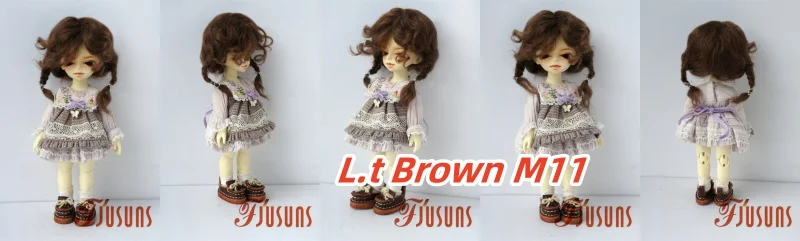 JD644 4-5inch 5-6inch Messy Baby Curly Mini Twintail Mohair BJD Wigs 1/8 1/12 OB11 Lati Yellow Doll Accessories