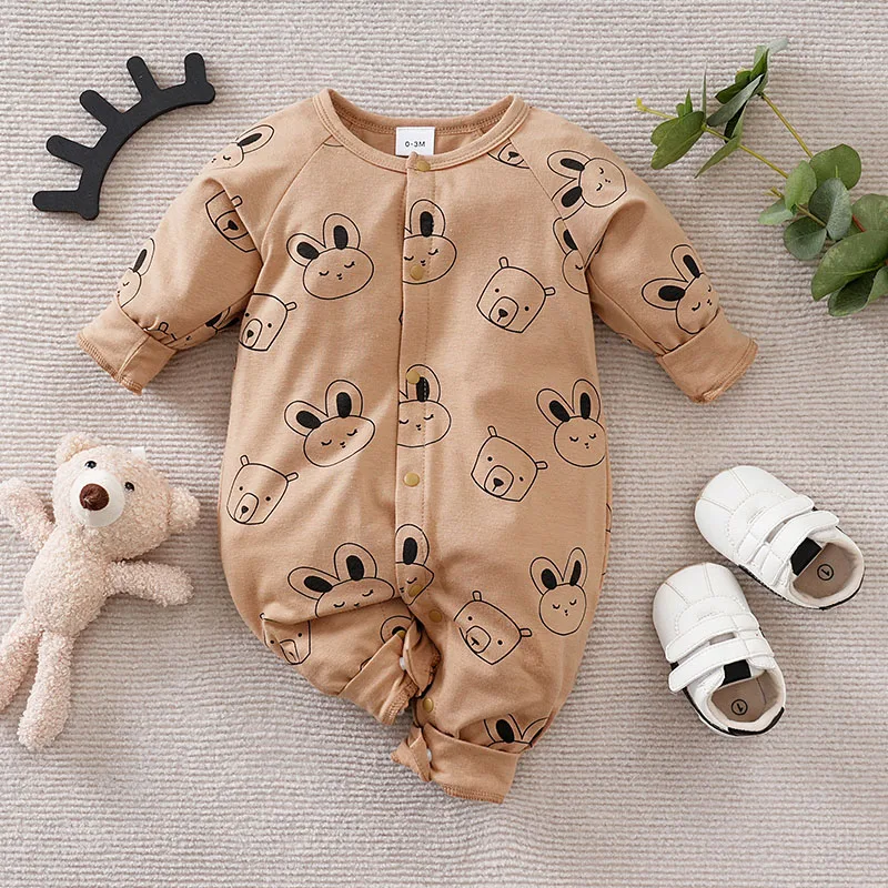 Baby Boys Girls Outfit Infant Cartoon Bear Clothes Toddler Onesie Costume Romper Jumpsuit 0-18 Months Long Sleeve Newborn Trendy