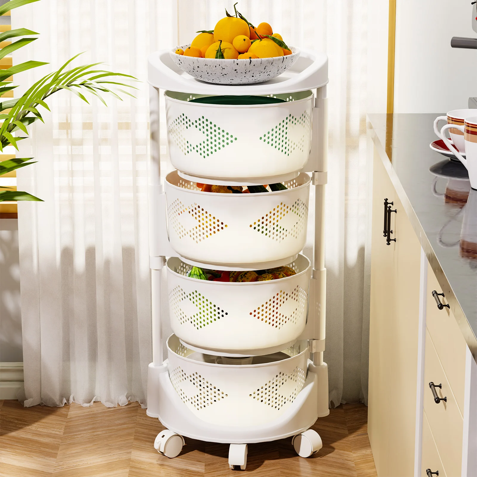 

Rotating Trolley Vegetable Kitchen Storage Rack Kitchen Fruit Corner Narrow Slit Storage Cabinet Living Room Home Organizer Gift