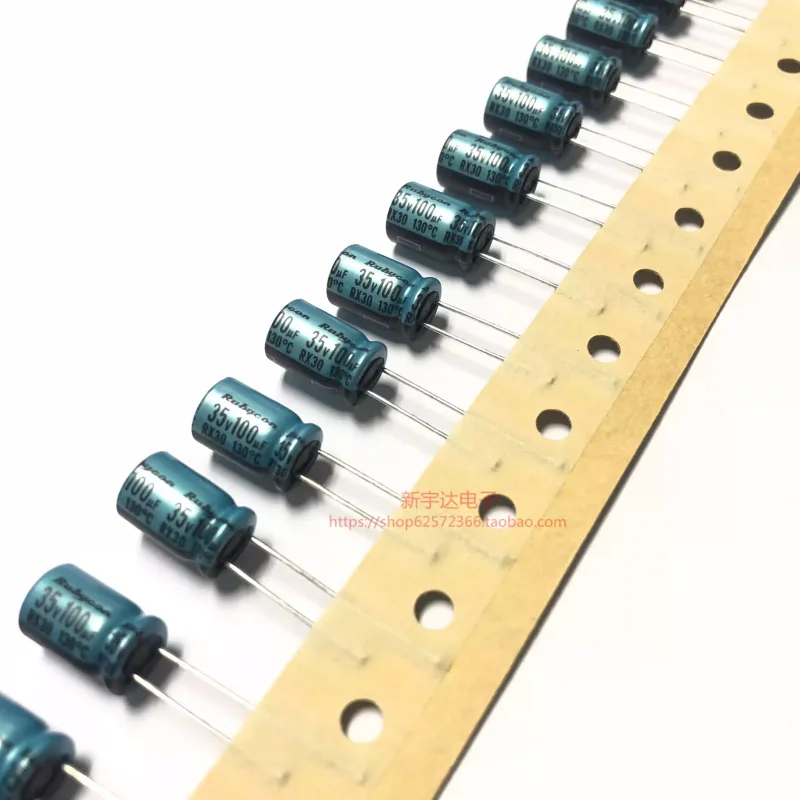 

10-100PCS 35V100UF 8X11.5 Ruby RX30 High Temperature Resistant 130 ° C 100UF35V Original Electrolytic Capacitor