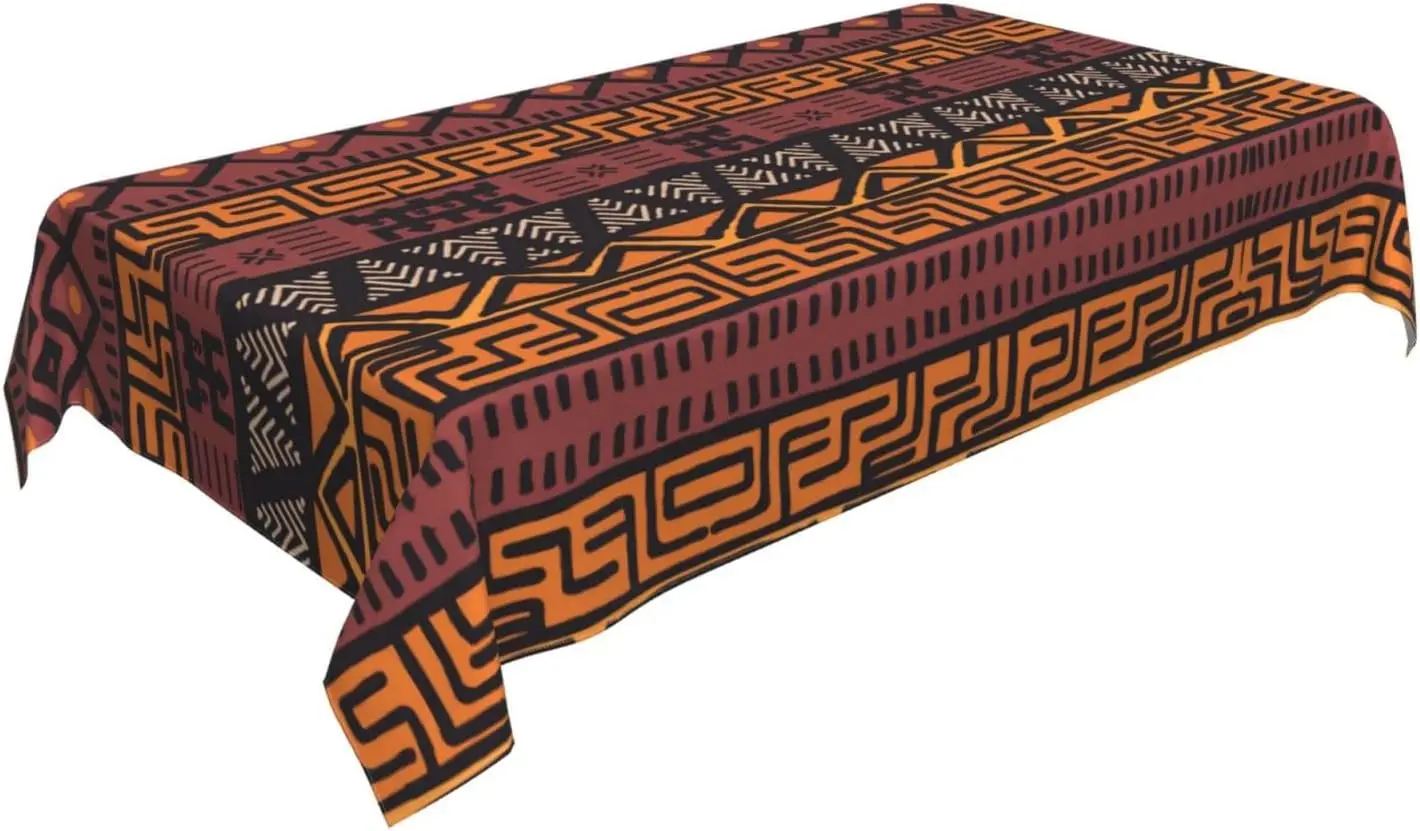 African Mud Tribal Tablecloth for Rectangle Table Decor Reusable Waterproof Tablecloth Kitchen Dining Wedding Party Decorations