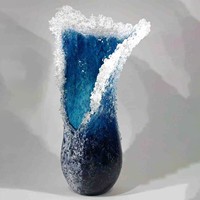 Creative Ocean Resin Wave Vase Modern Ocean Blue Flower Vases Exquisite Resin Desktop Flower Pot for Home Decoration